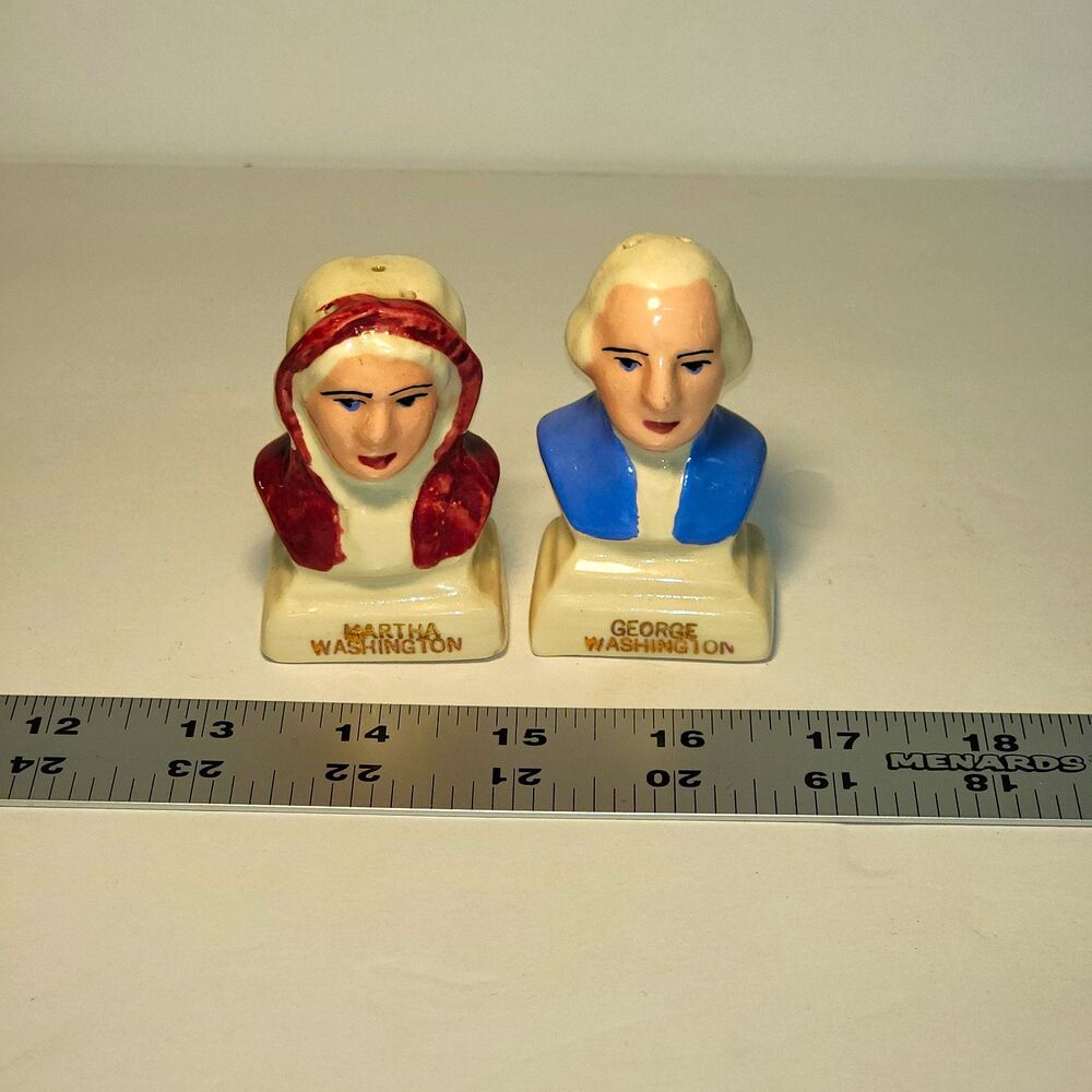 Vintage George & Martha Washington Bust Salt & Pepper Shakers Washington DC Cork